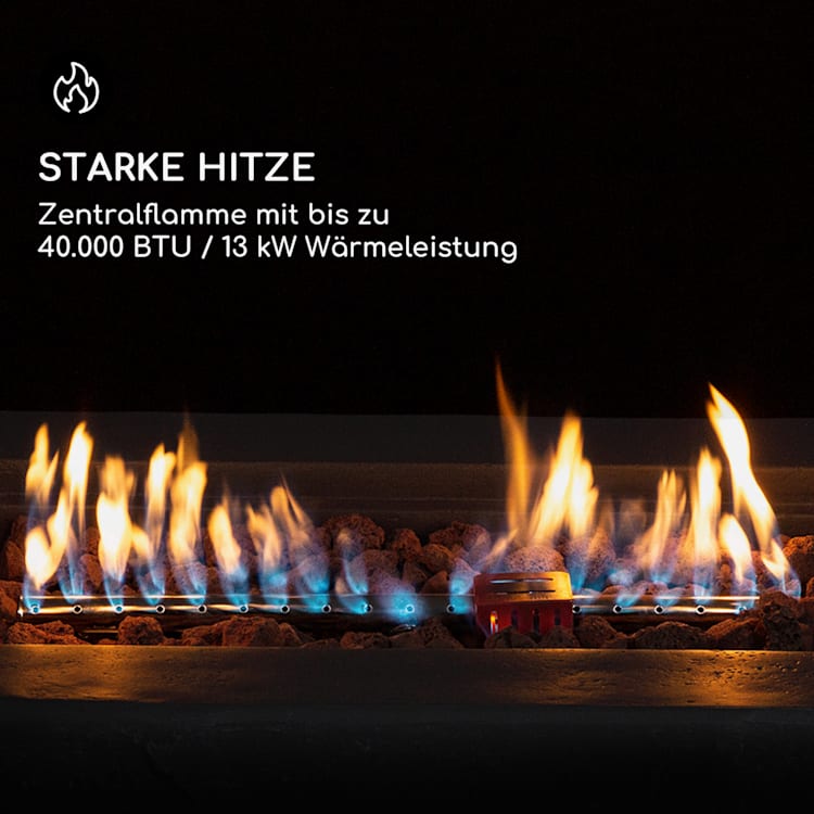 Anafi Gas-Feuerstelle 40.000BTU/13kW Abdeckung Edelstahlbrenner Hellgrau
