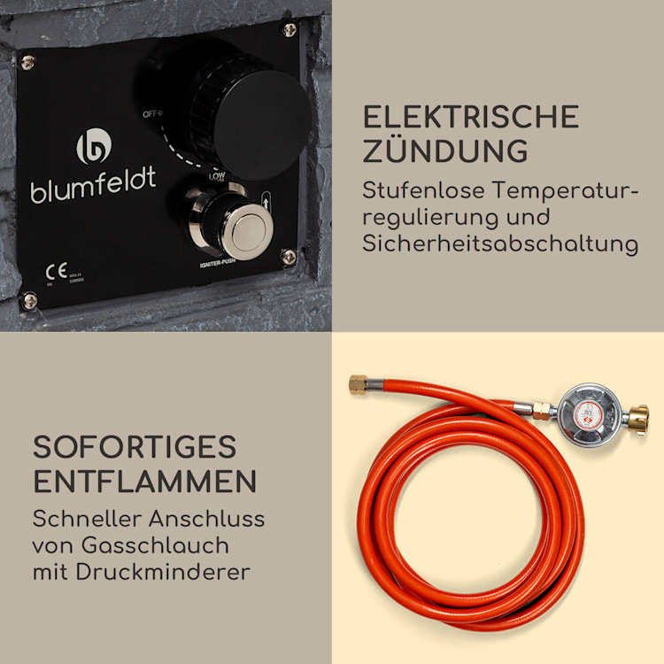 Anafi Gas-Feuerstelle 40.000BTU/13kW Abdeckung Edelstahlbrenner Hellgrau