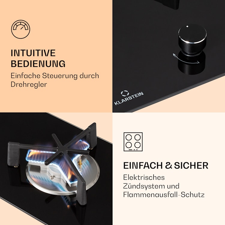 Trifecta 1 Gaskochfeld 1-flammig Starkbrenner Glaskeramik 1 Brenner | Schwarz