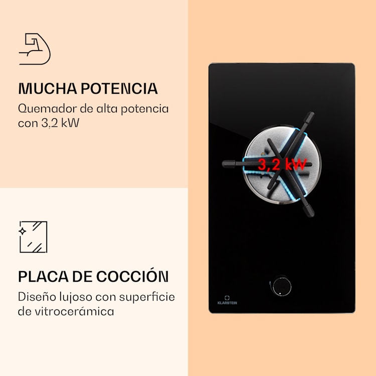 Trifecta 1 Placa de gas placa vitrocerámica de 1 quemador 1 quemador | Negro