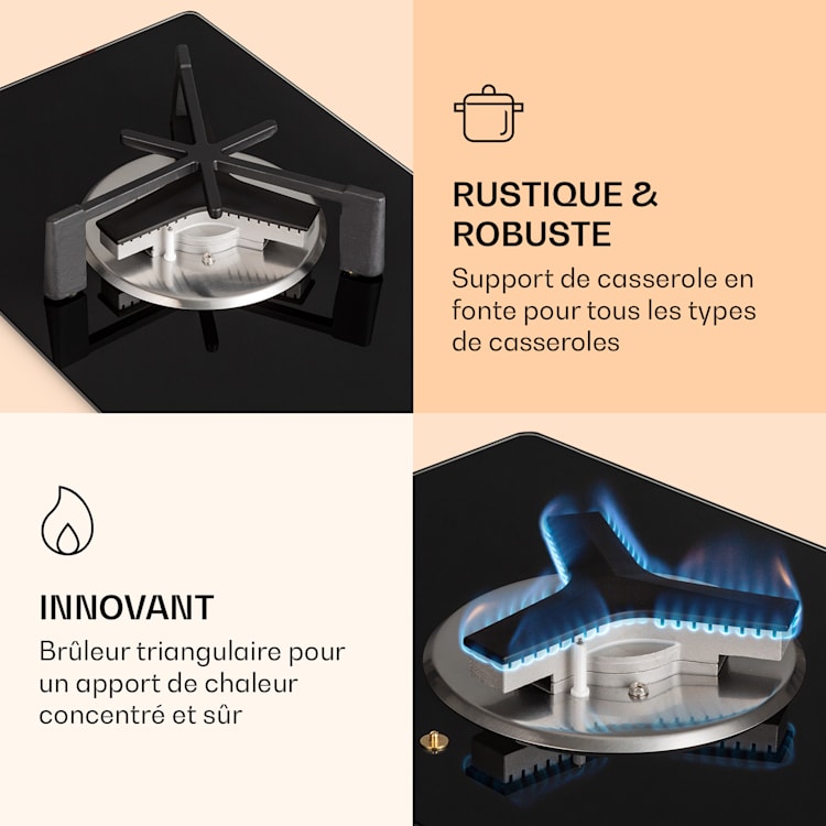 Trifecta 1 Plaque de cuisson à gaz 1 feu brûleur rapide vitrocéramique 1 brûleur | Noir