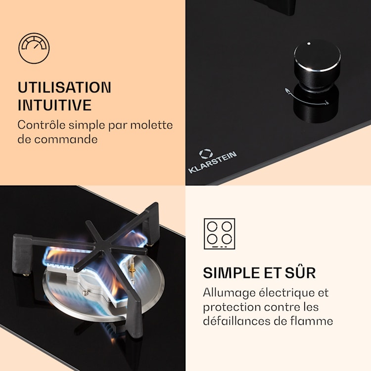 Trifecta 1 Plaque de cuisson à gaz 1 feu brûleur rapide vitrocéramique 1 brûleur | Noir
