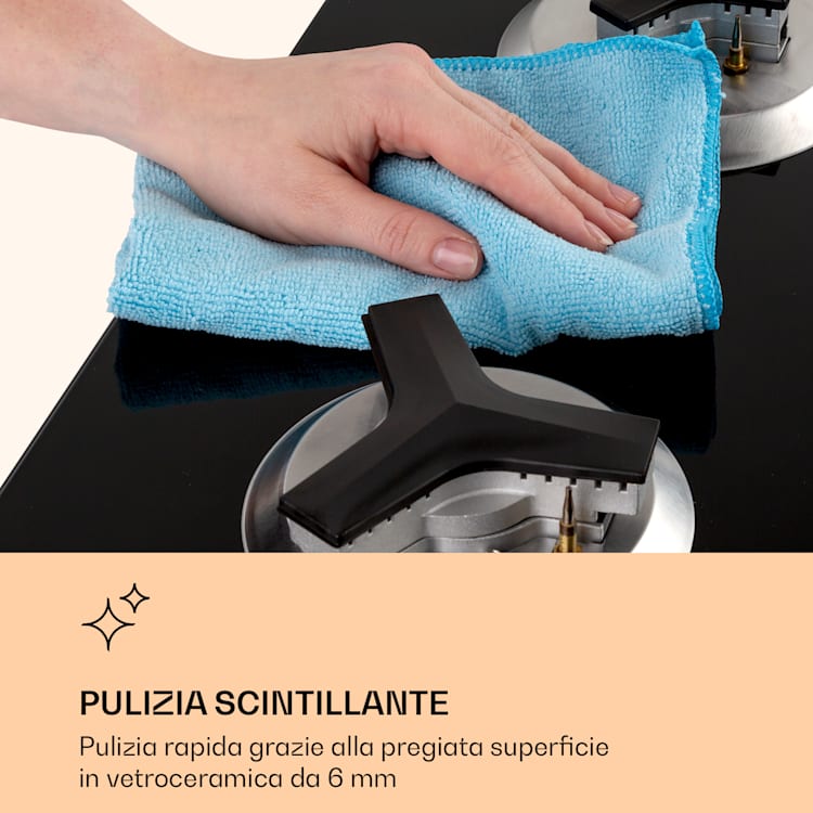 Trifecta 1 - Piano di cottura a gas, 1 bruciatore, vetroceramica 1 bruciatore. | Nero