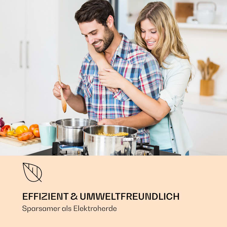 Trifecta 3 Gaskochfeld 3-flammig Stark-, Normal- und Hilfsbrenner Glaskeramik 3 Brenner | Schwarz