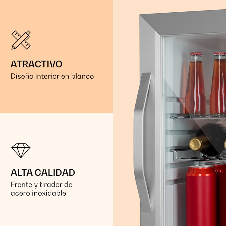 Beersafe M Crystal White Nevera 33 L 2 estantes Puerta panorámica de cristal Acero inoxidable 33 L | Blanco