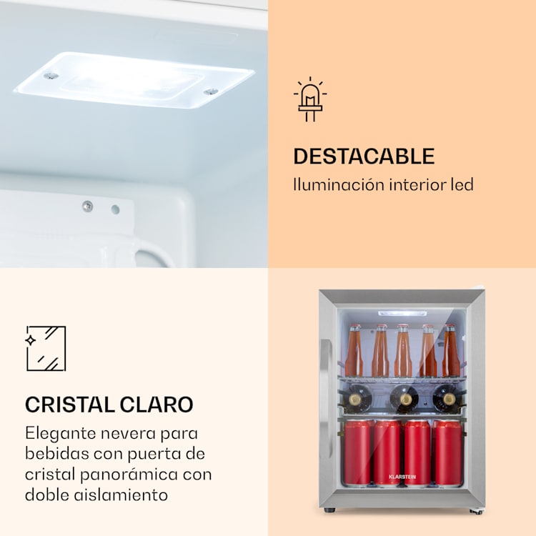 Beersafe M Crystal White Nevera 33 L 2 estantes Puerta panorámica de cristal Acero inoxidable 33 L | Blanco