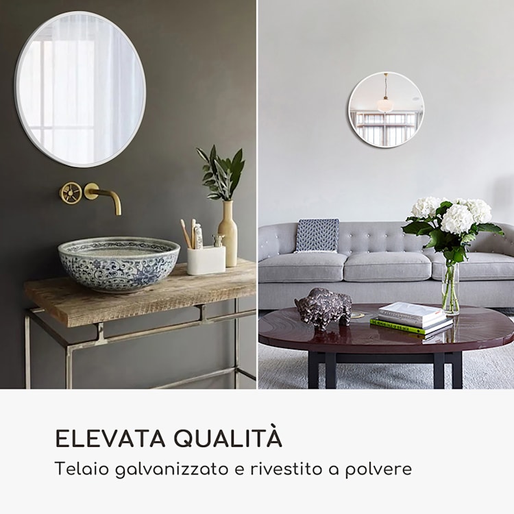 Fournier specchio da parete, cornice in metallo, rotondo, 58,8 x 58,8 cm