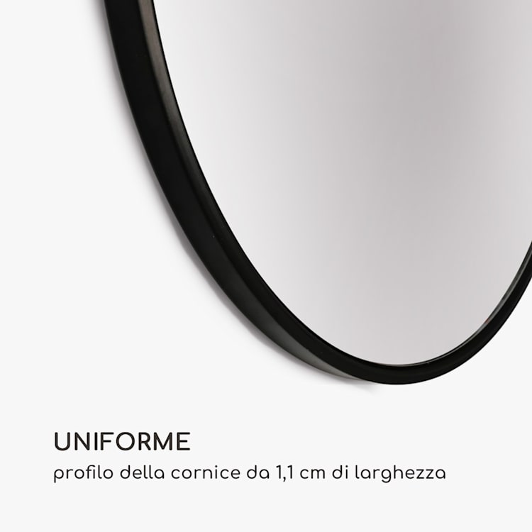 Fournier specchio da parete, cornice di metallo, rotondo, Ø 40 cm Nero