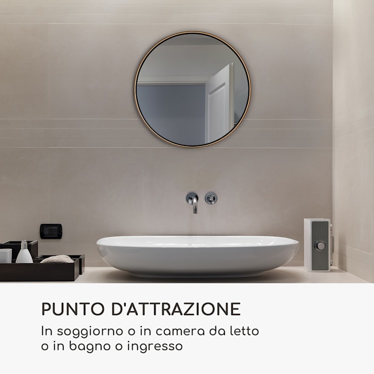 Fournier specchio da parete, cornice di metallo, rotondo, Ø 40 cm Oro