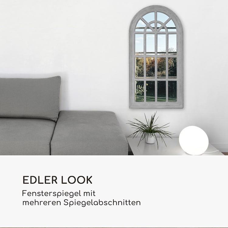 Savile Französischer Fensterspiegel Holzrahmen 86 x 46 cm Grau