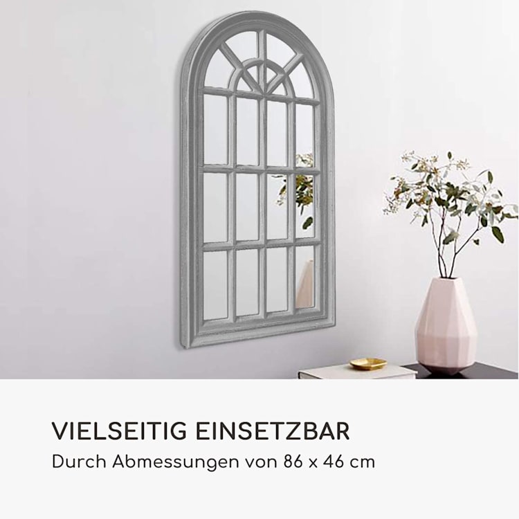 Savile Französischer Fensterspiegel Holzrahmen 86 x 46 cm Grau