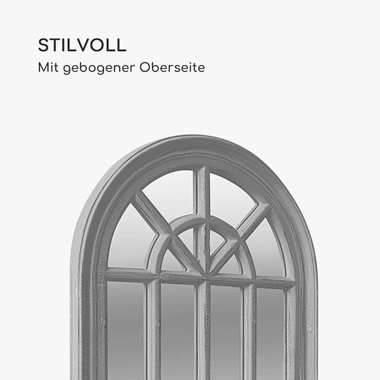 Savile Französischer Fensterspiegel Holzrahmen 86 x 46 cm Grau