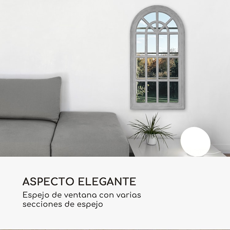 Espejo de ventana francesa Savile Marco de madera 86 x 46 cm Gris