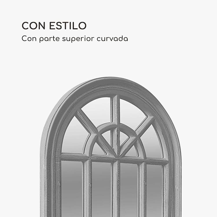 Espejo de ventana francesa Savile Marco de madera 86 x 46 cm Gris