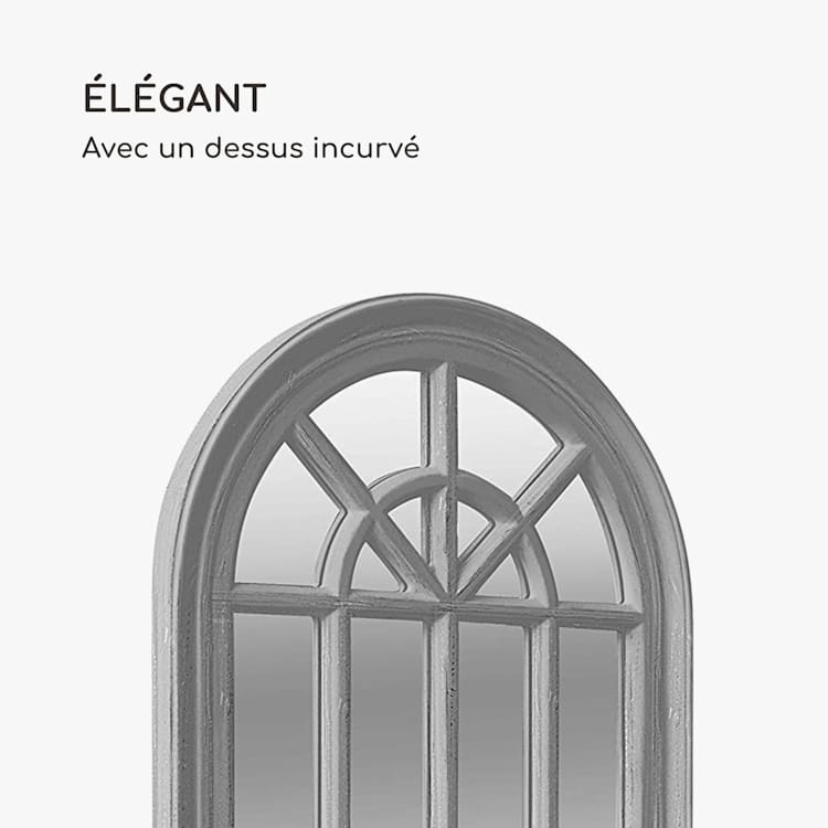 Miroir fenêtre de style français Savile 86 x 46 cm Gris
