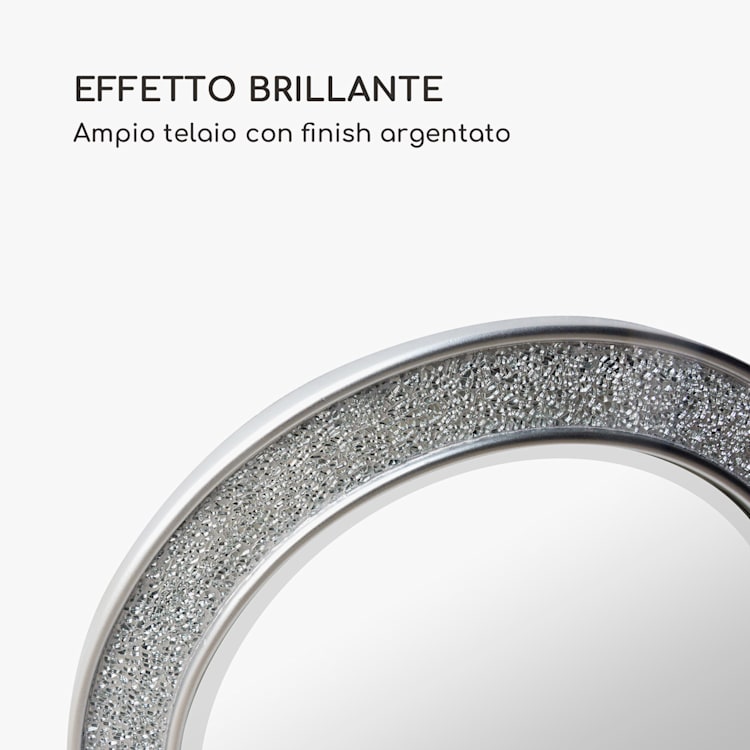 Cheyne specchio da parete, cornice di legno, rotondo, Ø 60 cm, design a mosaico