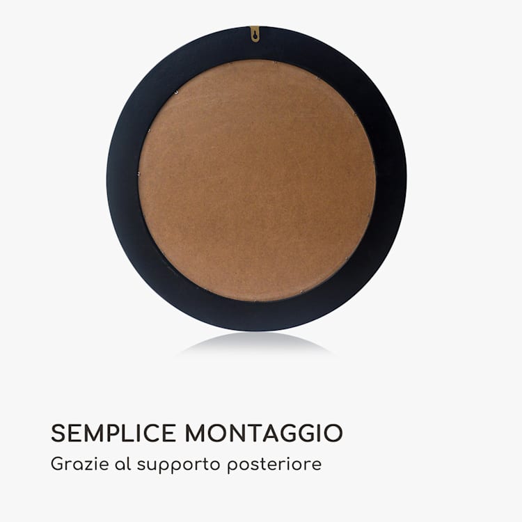 Cheyne specchio da parete, cornice di legno, rotondo, Ø 60 cm, design a mosaico