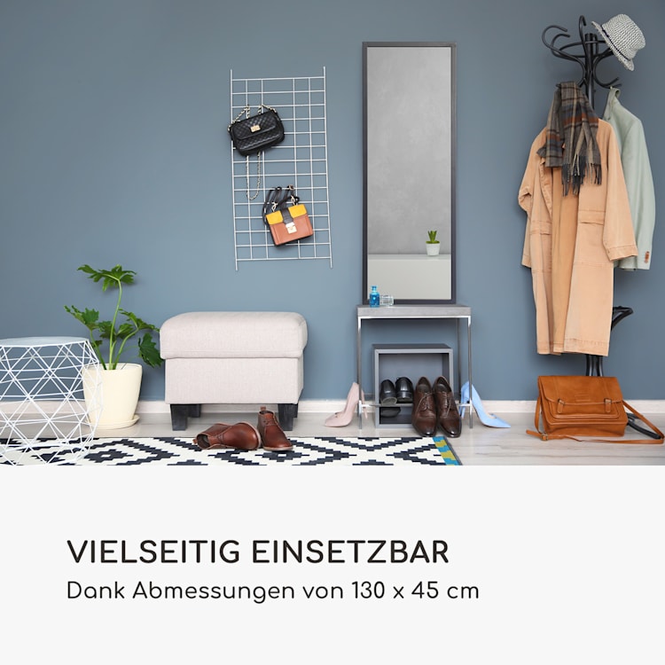 Luton Wandspiegel Echtholz rechteckig 130 x 45 cm Schwarz