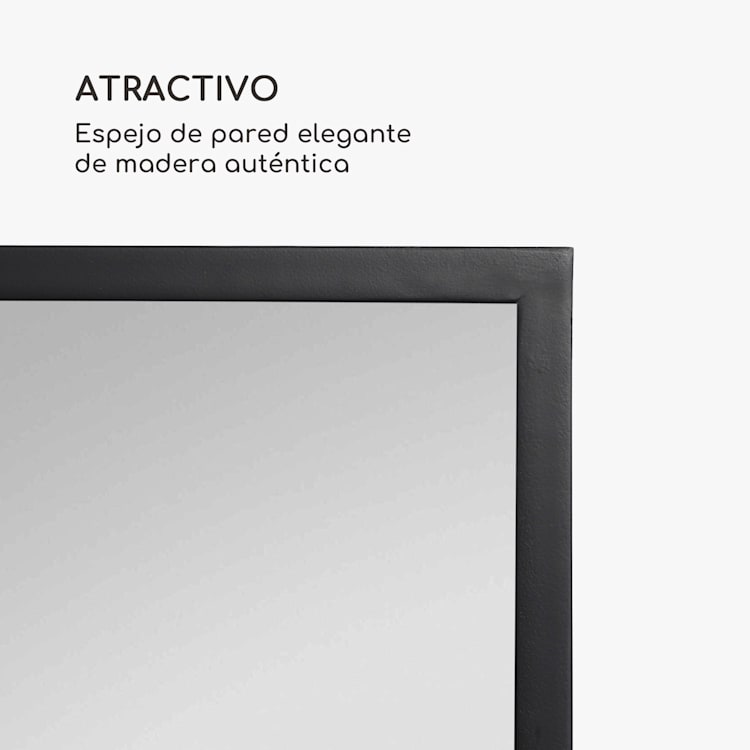 Espejo de pared Luton Madera auténtica Rectangular 130 x 45 cm Negro