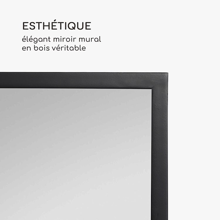 Luton wandspiegel echt hout rechthoekig 130 x 45 cm Zwart