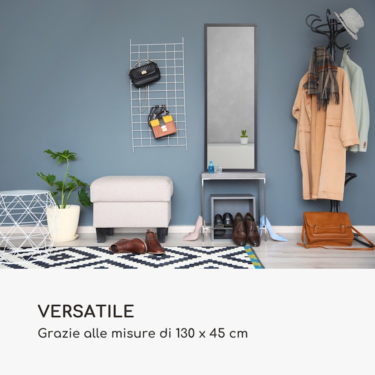 Luton specchio da parete, legno, rettangolare, 130 x 45 cm Nero