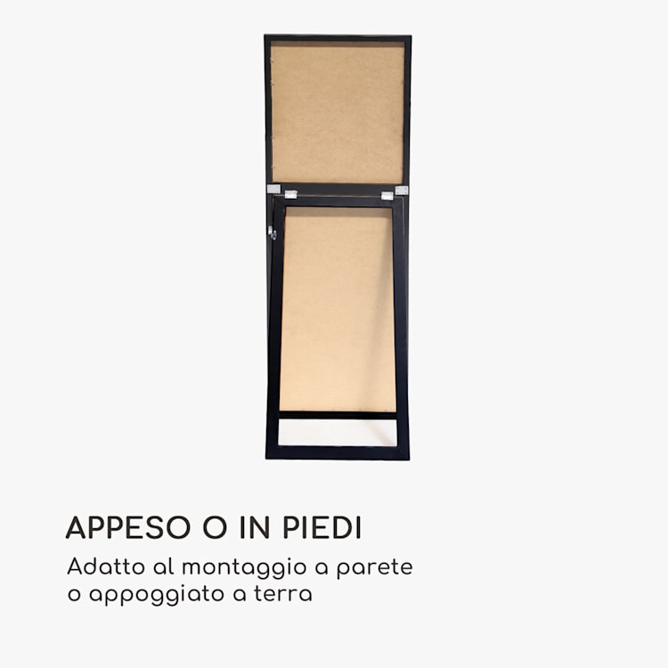 Luton specchio da parete, legno, rettangolare, 130 x 45 cm Nero