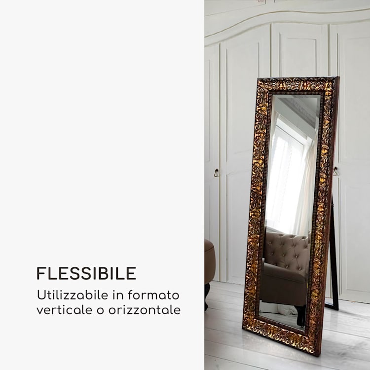 Chelsea specchio, cornice di legno, rettangolare, 130 x 45 cm, vintage Oro