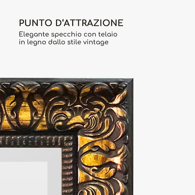 Chelsea specchio, cornice di legno, rettangolare, 130 x 45 cm, vintage Oro