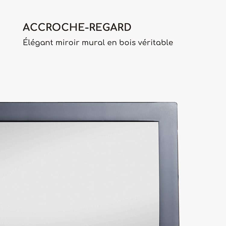 Arsenal miroir mural bois véritable rectangulaire 90 x 60 cm Noir