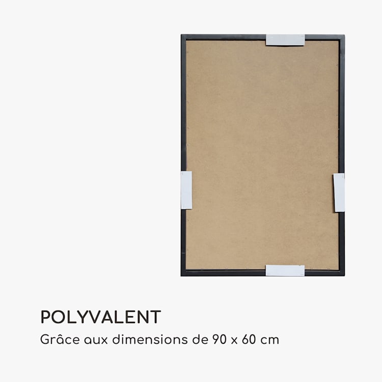 Arsenal miroir mural bois véritable rectangulaire 90 x 60 cm Noir
