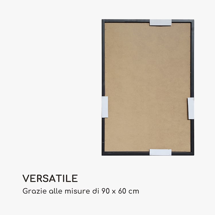 Arsenal - Specchio da parete, legno, rettangolare, 90 x 60 cm Nero