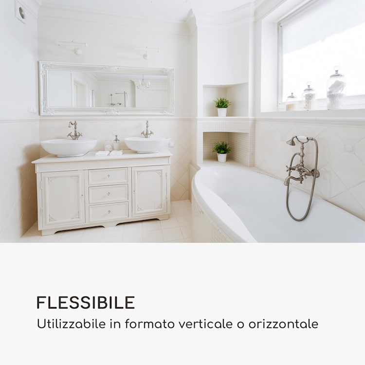 Ashford - Specchio da terra, cornice in legno massiccio, rettangolare, 130 x 45 cm Bianco