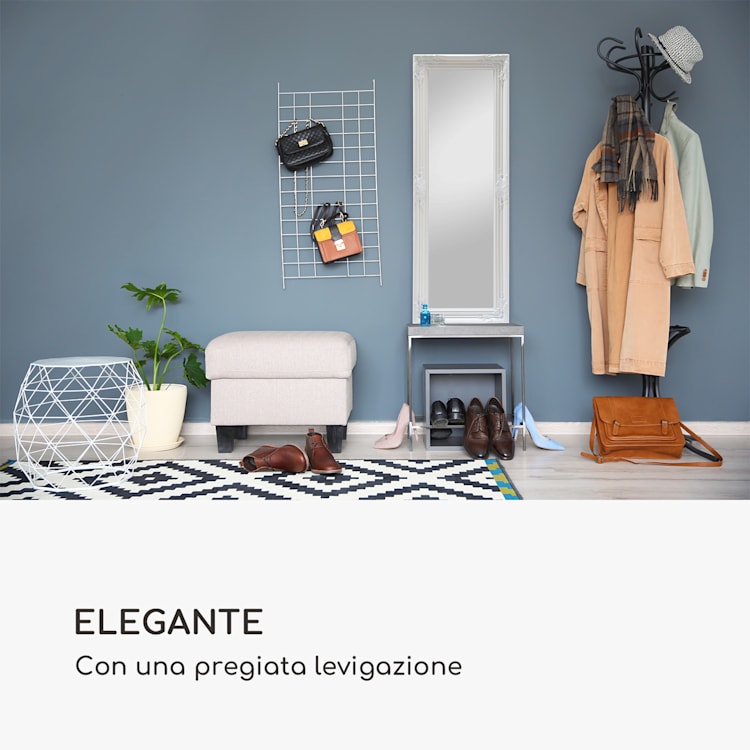 Ashford - Specchio da terra, cornice in legno massiccio, rettangolare, 130 x 45 cm Bianco