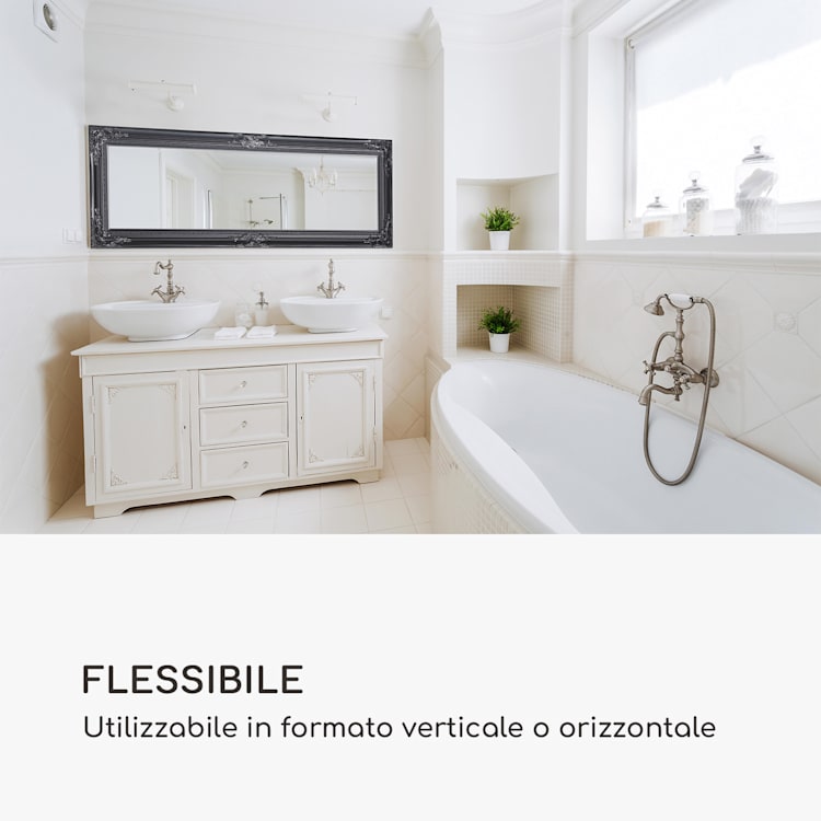 Ashford - Specchio da terra, cornice in legno massiccio, rettangolare, 130 x 45 cm Nero