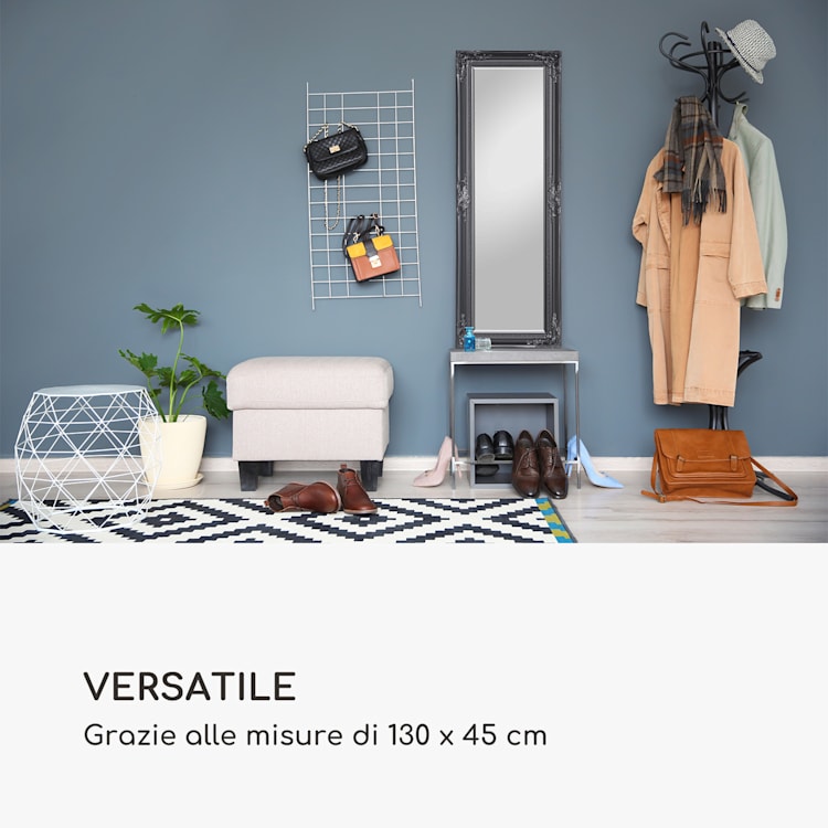Ashford - Specchio da terra, cornice in legno massiccio, rettangolare, 130 x 45 cm Nero
