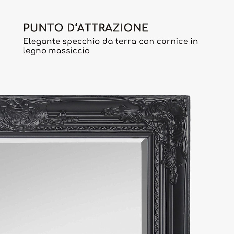 Ashford - Specchio da terra, cornice in legno massiccio, rettangolare, 130 x 45 cm Nero