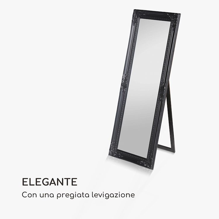 Ashford - Specchio da terra, cornice in legno massiccio, rettangolare, 130 x 45 cm Nero