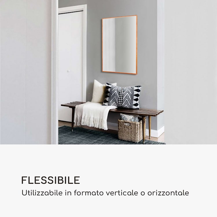 Croxley specchio da parete, cornice di metallo, rettangolare, 90 x 60 cm