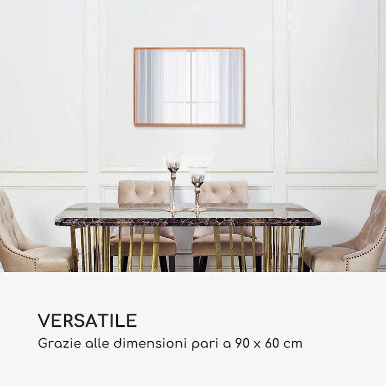 Croxley specchio da parete, cornice di metallo, rettangolare, 90 x 60 cm