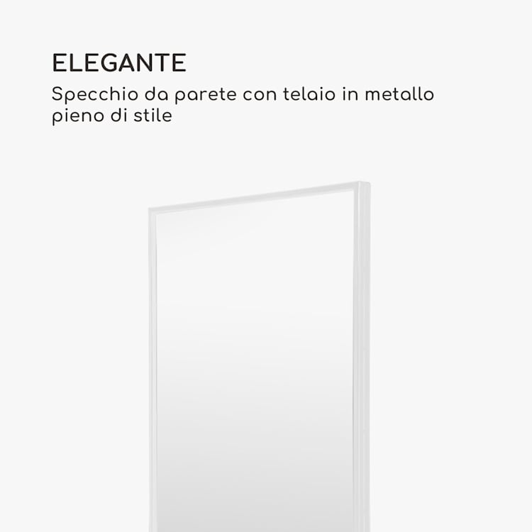 Croxley specchio da parete, cornice di metallo, rettangolare, 90 x 60 cm Bianco