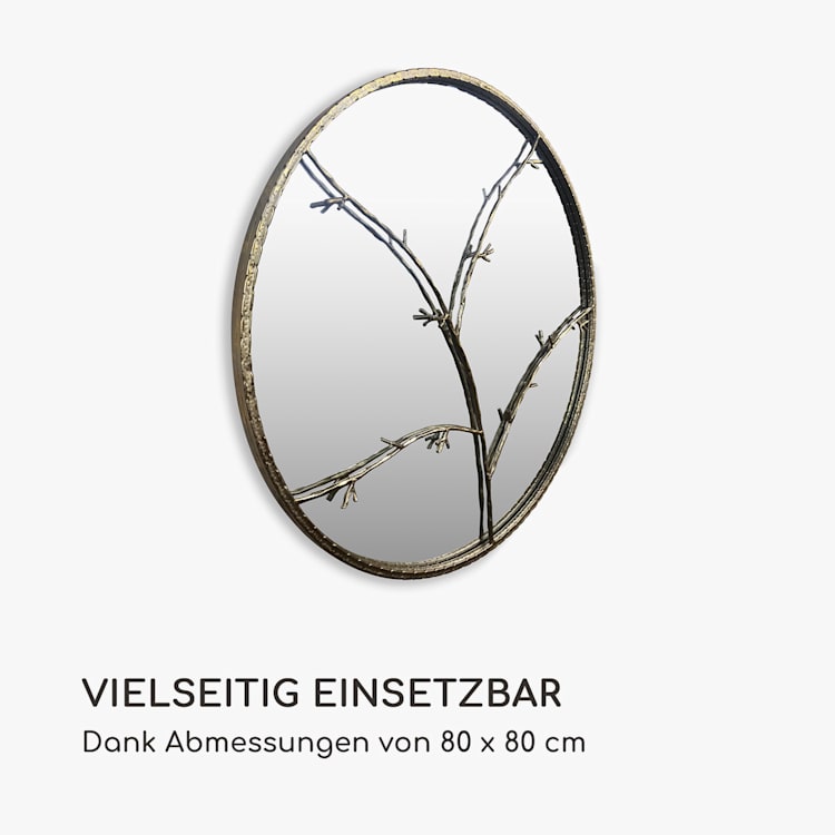 Berkeley Wandspiegel Metallrahmen rund Ø 80 cm Zweig-Design Gold