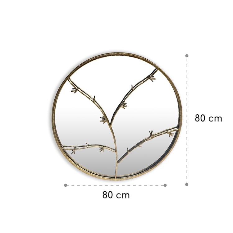 Berkeley Wandspiegel Metallrahmen rund Ø 80 cm Zweig-Design Gold