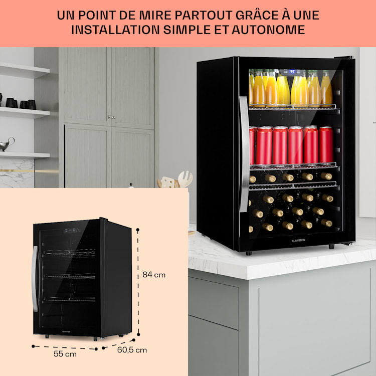 Beersafe 5XL koelkast 148 liter 3 plateaus glazen panoramadeur roestvrij staal 148 ltr | Onyx