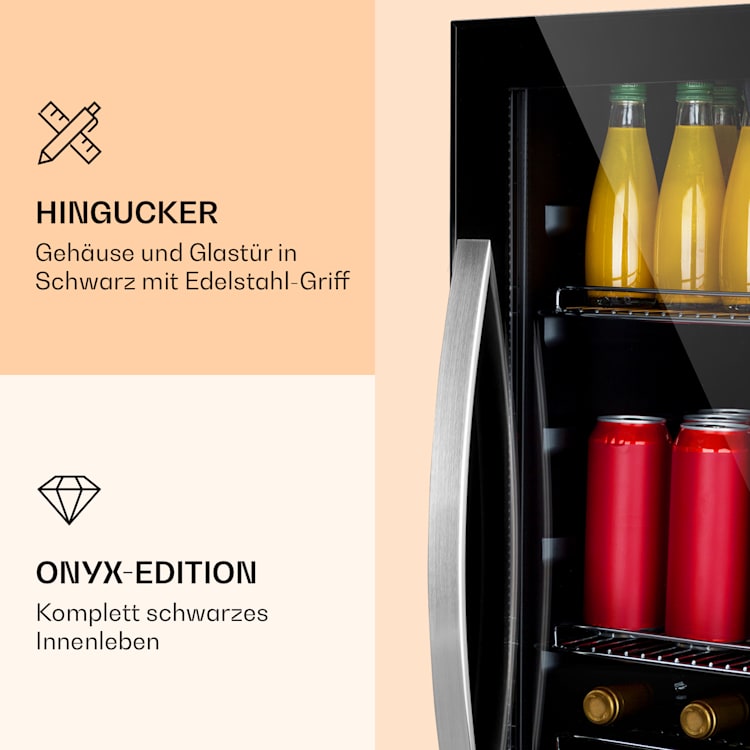Beersafe 5XL Kühlschrank 148 Liter 3 Böden Panoramaglastür Edelstahl 148 Ltr | Onyx