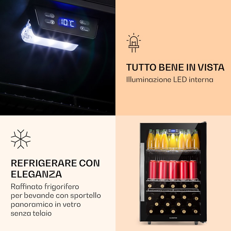 Beersafe 5XL - Frigorifero, 148 litri, 3 ripiani, sportello panoramico in vetro, acciaio inox 148 Ltr | Onyx