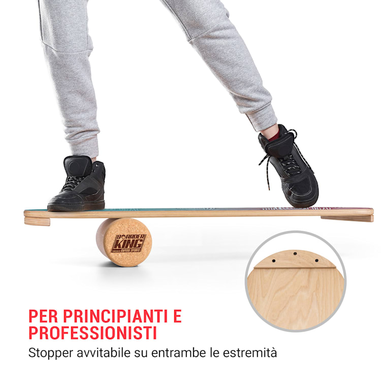 Indoorboard Classic, Balance Board + Tappetino + Rullo, Legno/Sughero, rosso Arcs