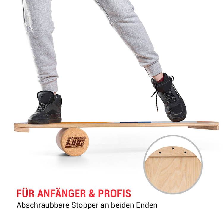 Indoorboard Classic Balance Board + Matte + Rolle Holz / Kork