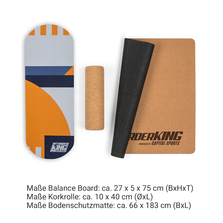 Indoorboard Classic Balance Board + Matte + Rolle Holz / Kork
