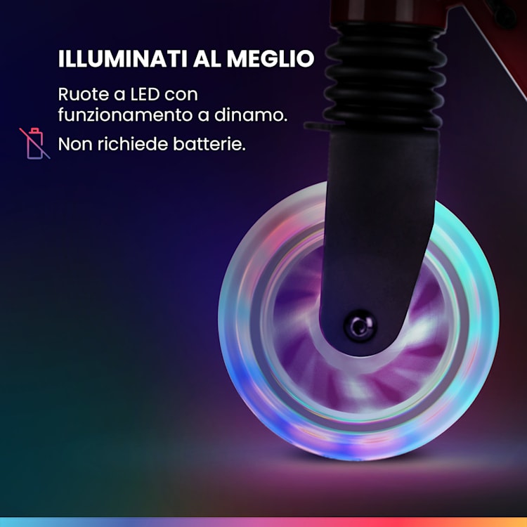 THREE Deluxe monopattino bambino, a partire da 6 anni, cuscinetti a sfera ABEC 9, pieghevole, altezza regolabile