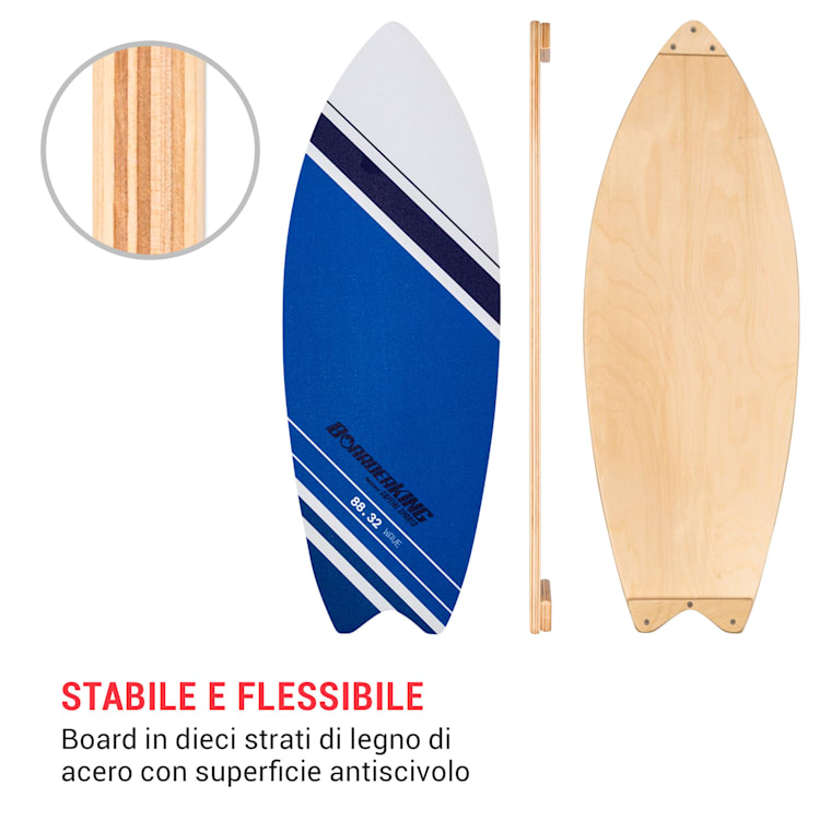 Indoorboard Wave, Balance Board + Tappetino + Rullo, Legno/Sughero Linear